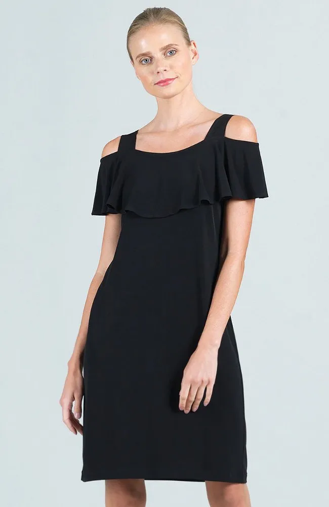 Open Shoulder Ruffle Neckline Dress