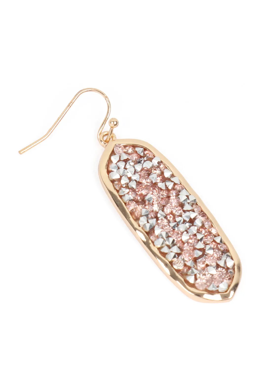 OVAL GLITTER FACETED DANGLE HOOK EARRINGS