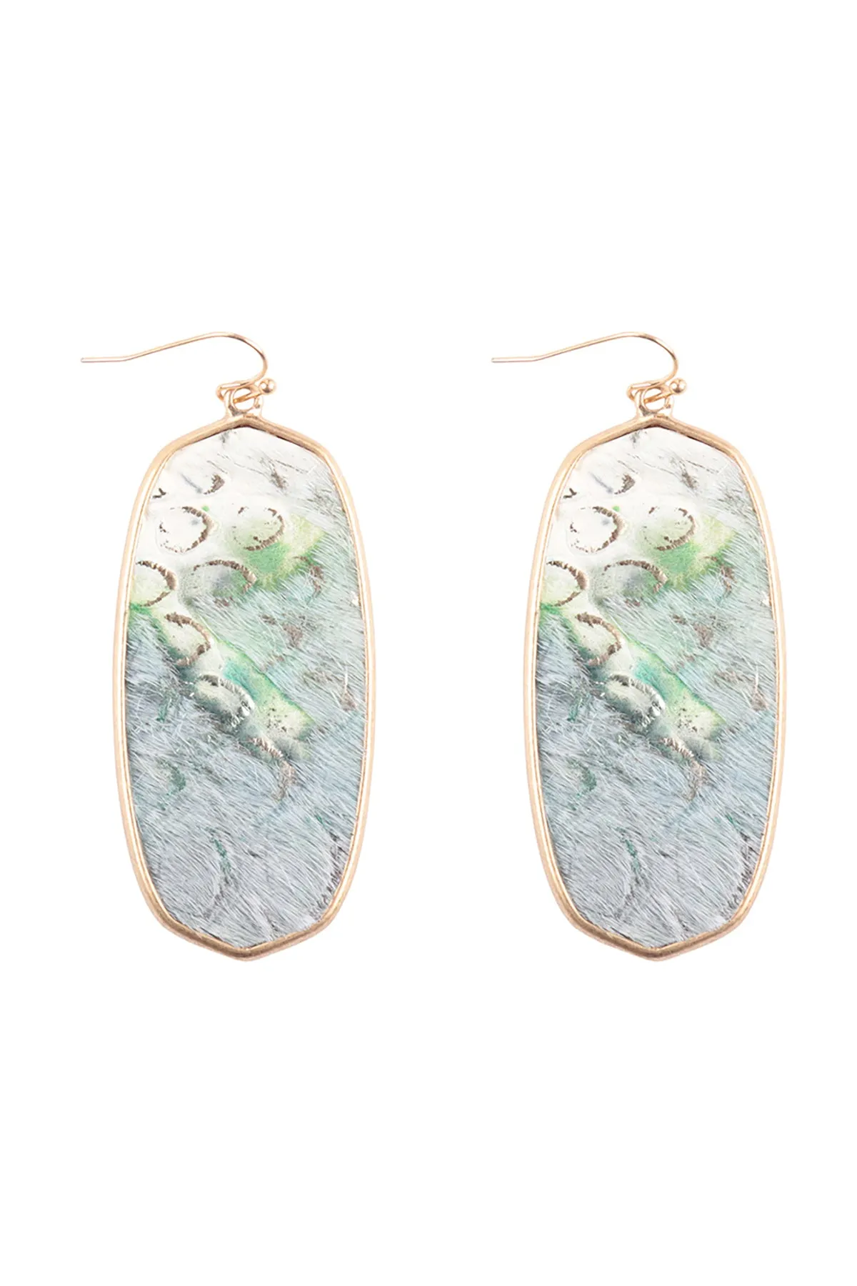 OVAL LEATHER DROP FISH HOOK EARRINGS