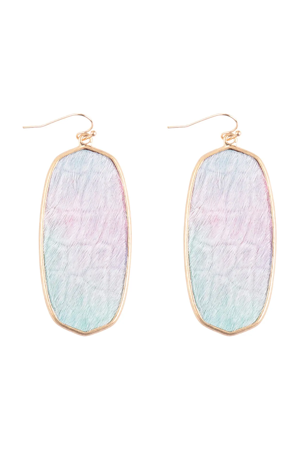 OVAL LEATHER DROP FISH HOOK EARRINGS