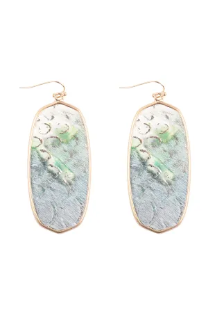 OVAL LEATHER DROP FISH HOOK EARRINGS