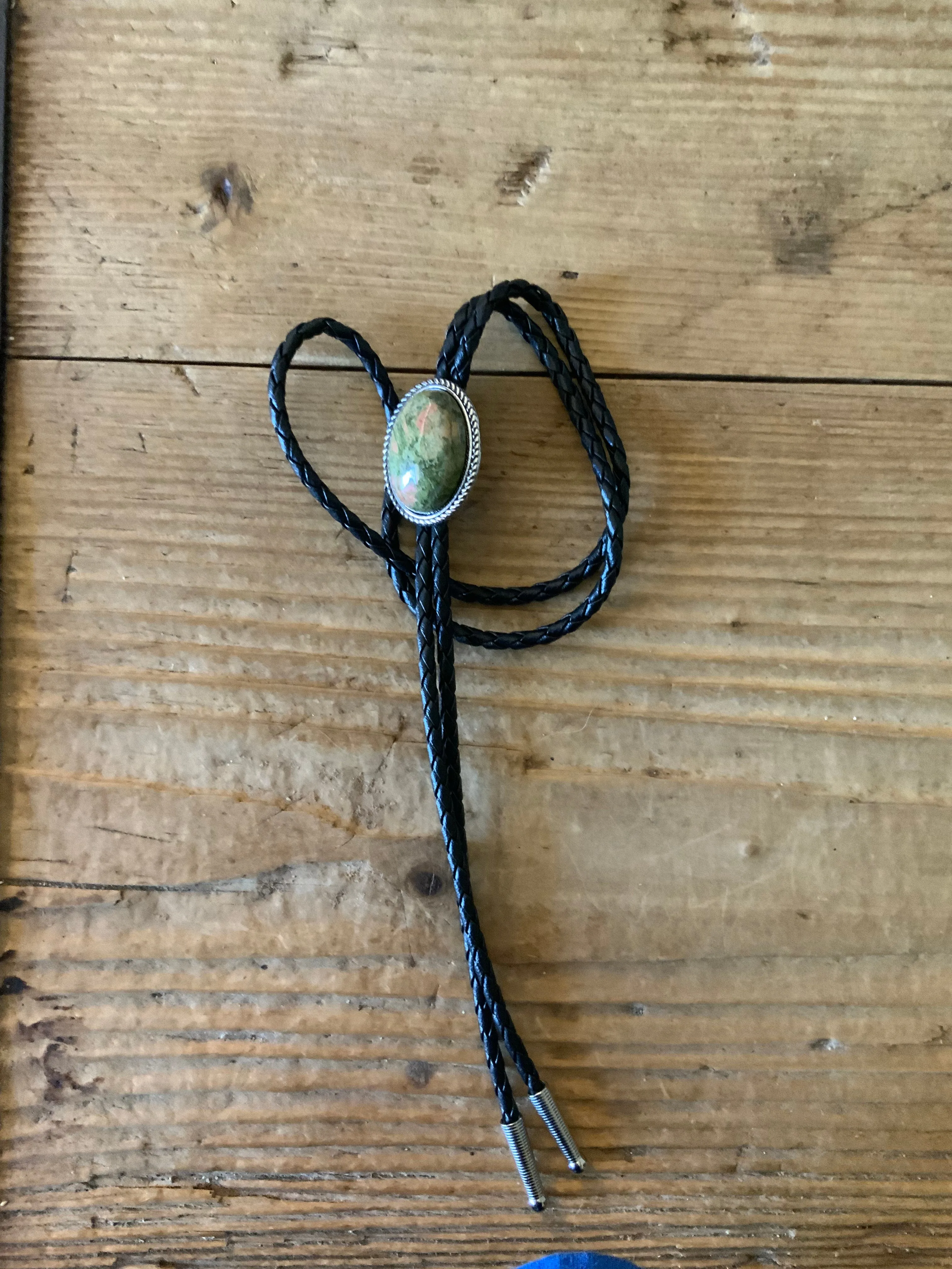 Oval Stone Bolo Tie Blue, Aqua Blue, Green Turquoise or White Buffalo