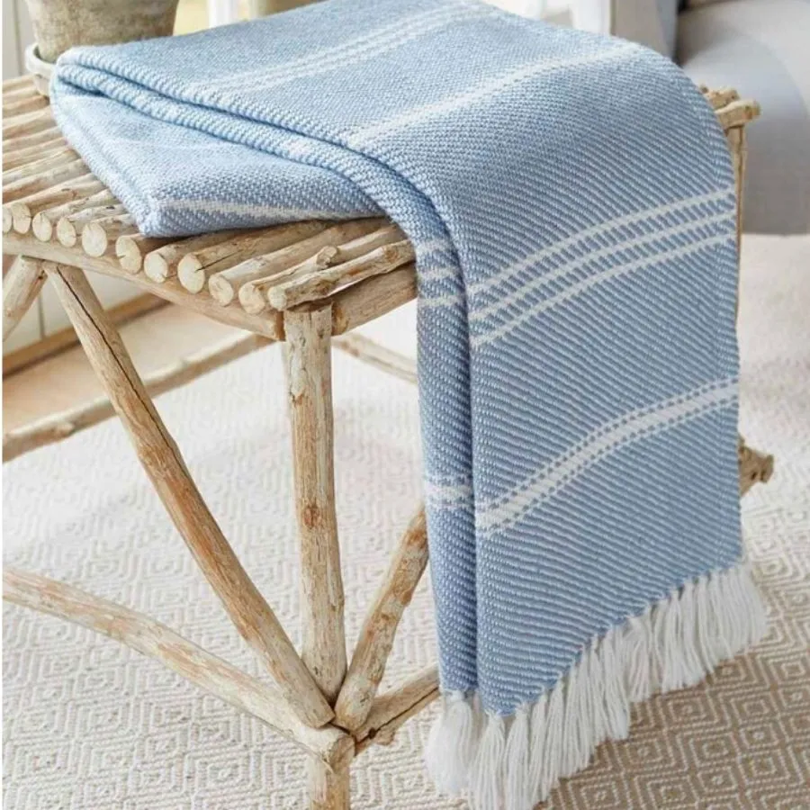 Oxford Stripe  Blanket  - Lavender-Weaver Green