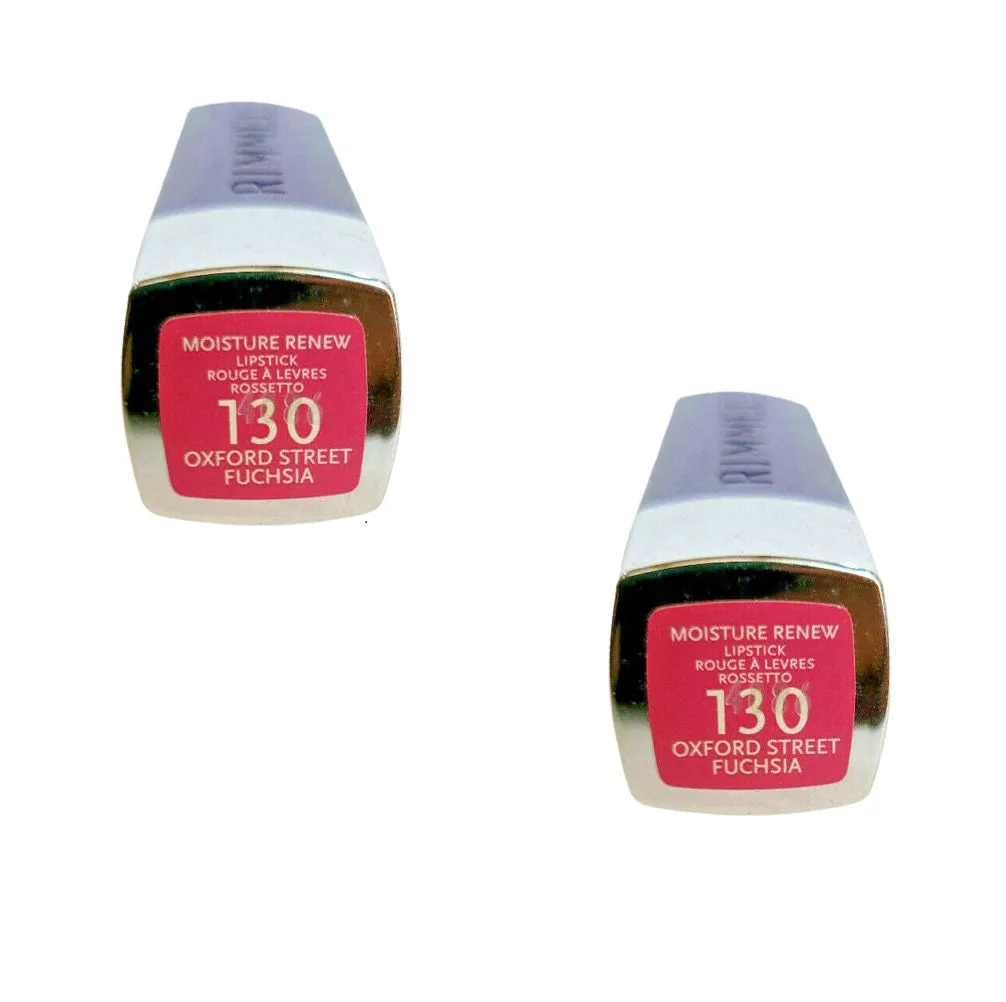 Pack of 2 Rimmel London Moisture Renew Lipstick, Oxford Street Fuchsia 130