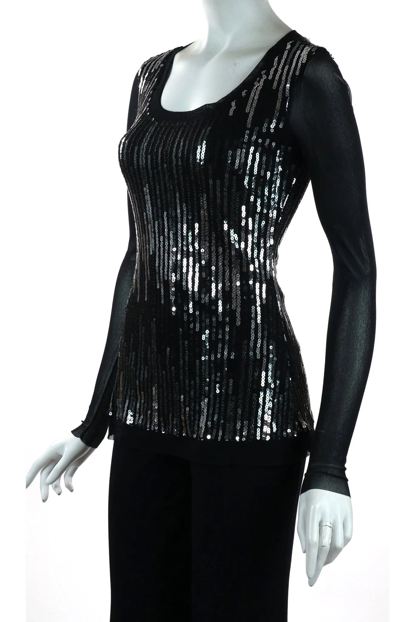 PAMELA Sequence Scoop Neck Long Sleeve Top