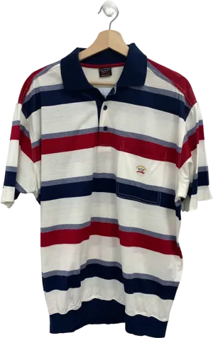 Paul & Shark Red/Blue/White Striped Polo Shirt UK XL