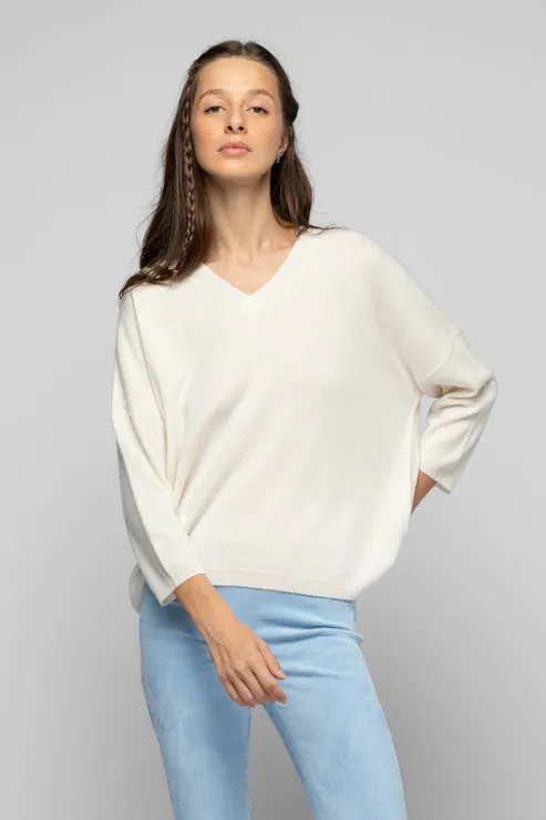 PAVA WOOL CASHMERE SWEATER - WHITE