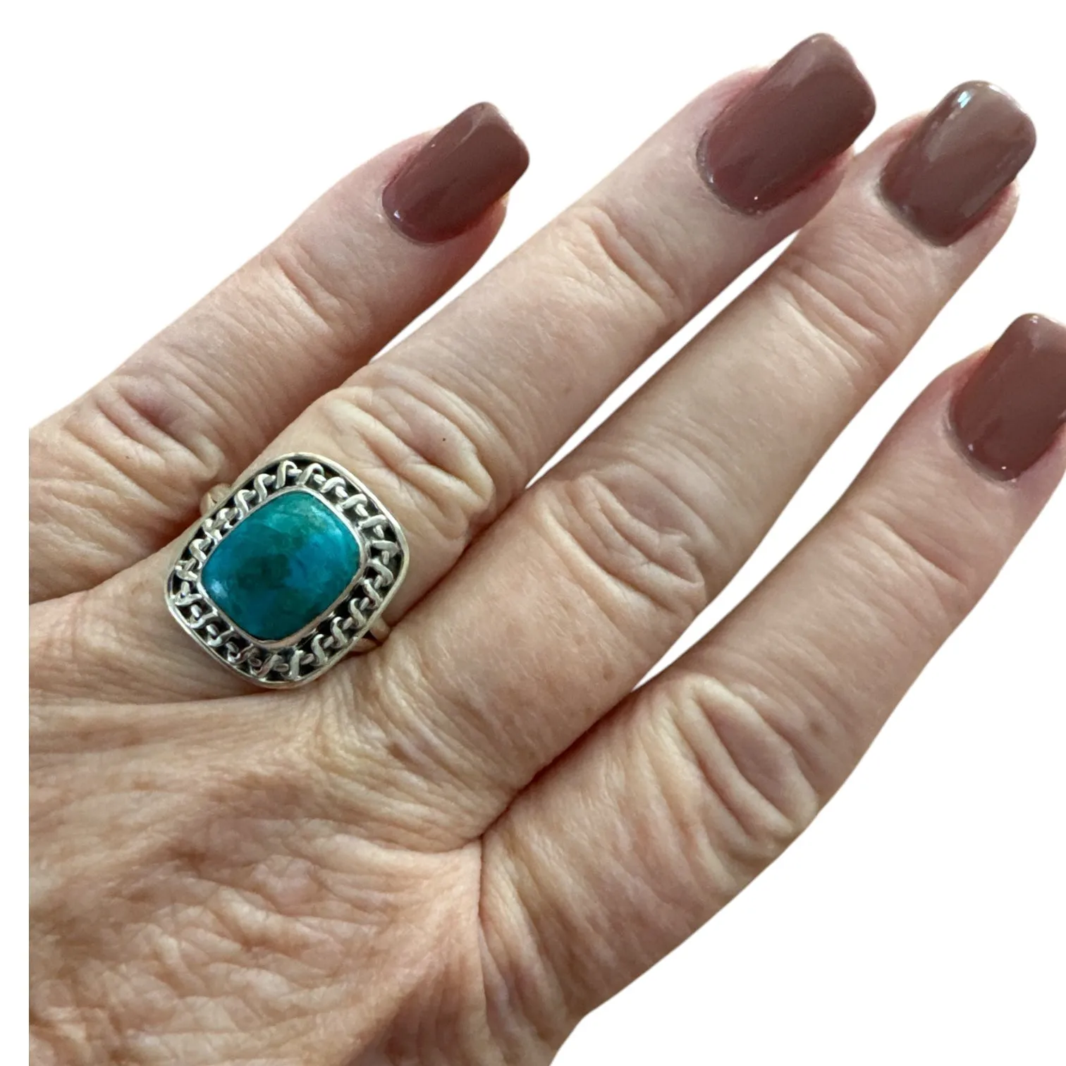 Peruvian Opalina Solid 925 Sterling Silver Ring 7.5