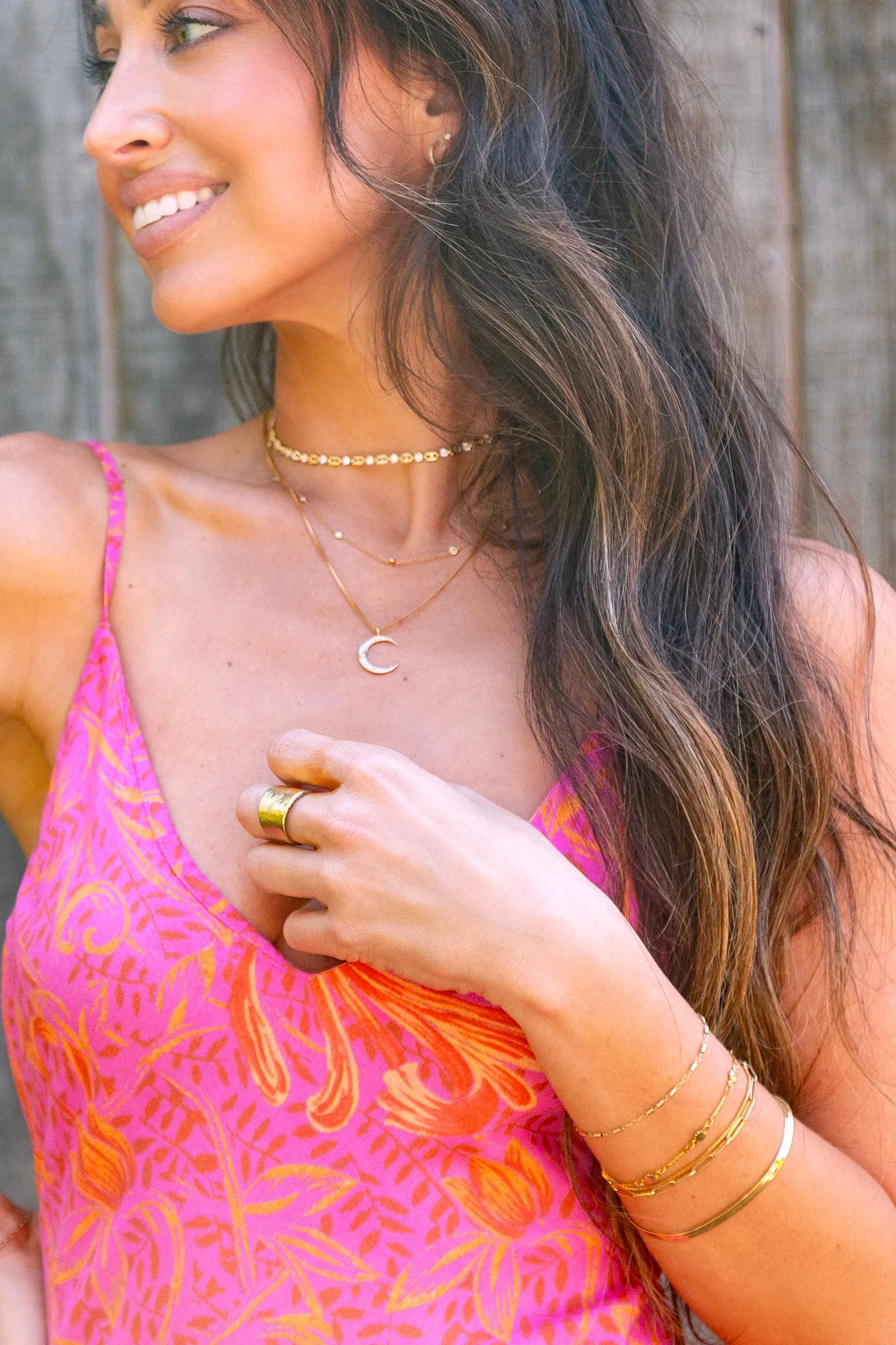 Petite Pave Crescent Moon Necklace in Turquoise
