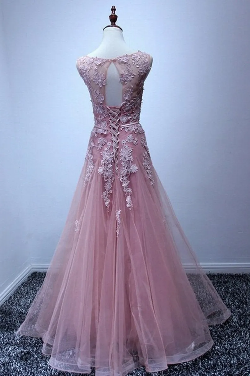 Pink Beautiful A-ling Floor Length Party Dress, Charming Pink Bridesmaid Dresses