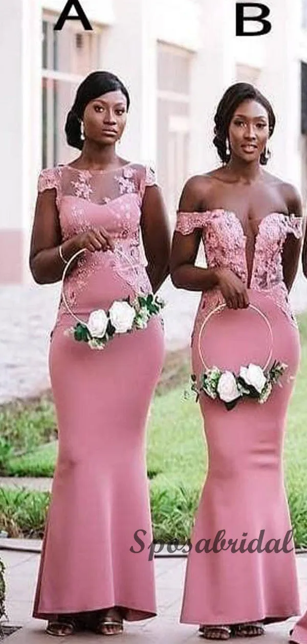Pink Mermaid Formal Long Bridesmiad Dresses WG916
