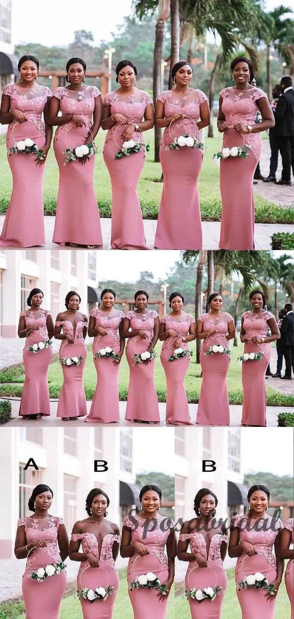 Pink Mermaid Formal Long Bridesmiad Dresses WG916
