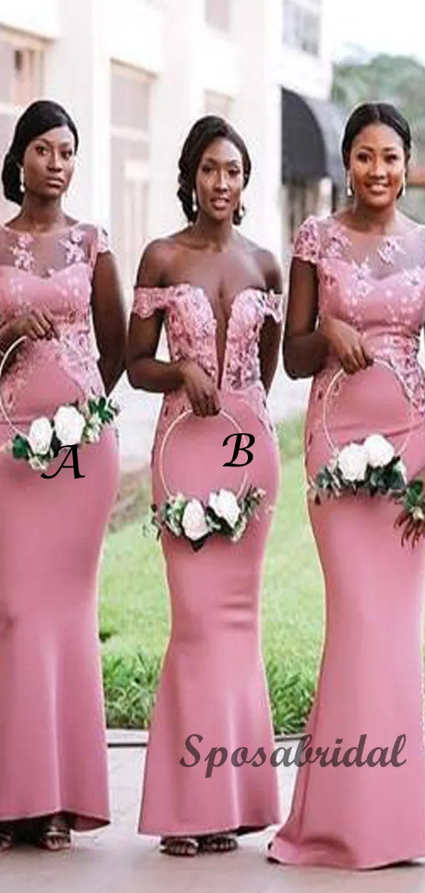 Pink Mermaid Formal Long Bridesmiad Dresses WG916
