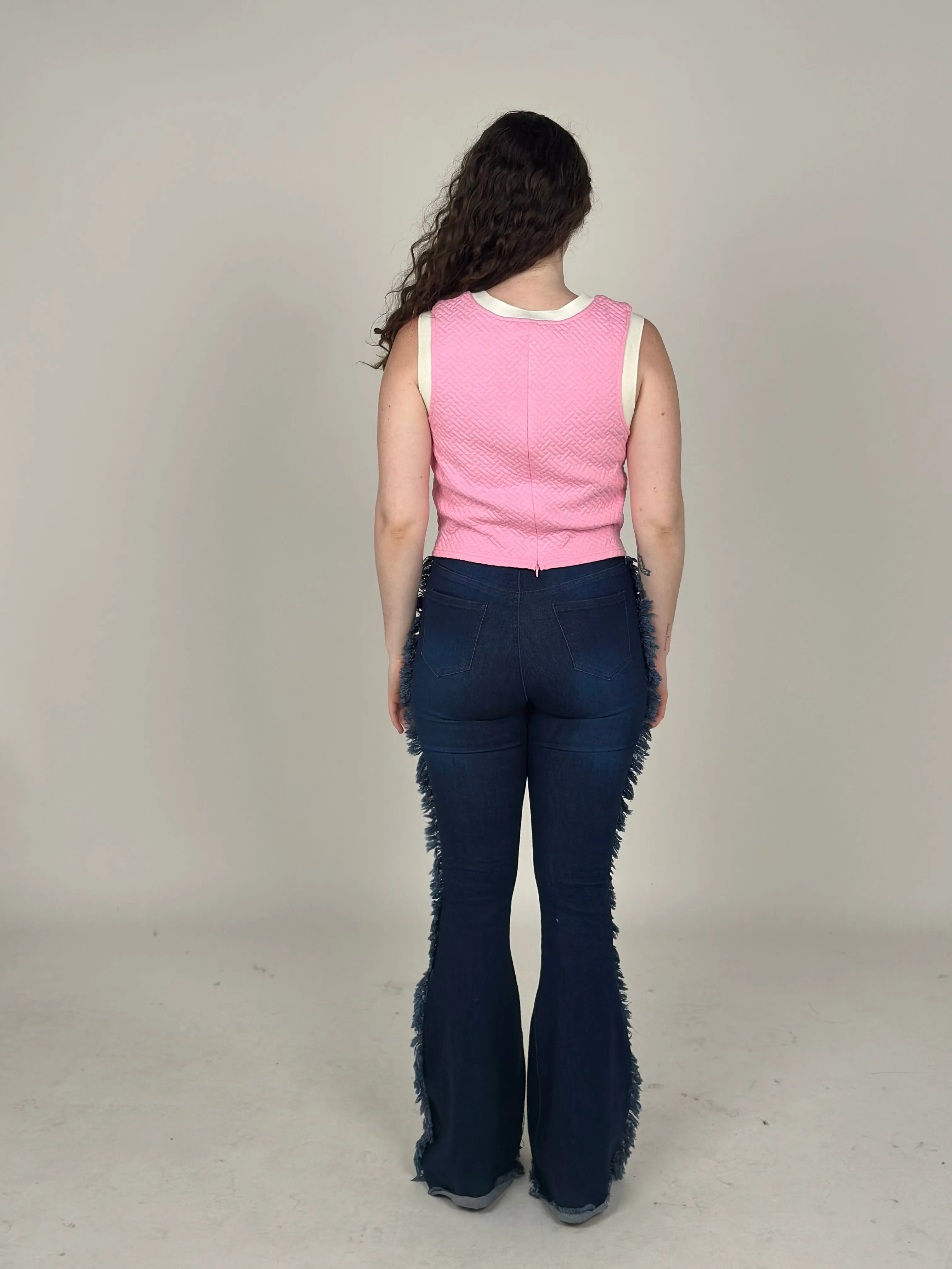 Pink Round Neck Sleeveless Top