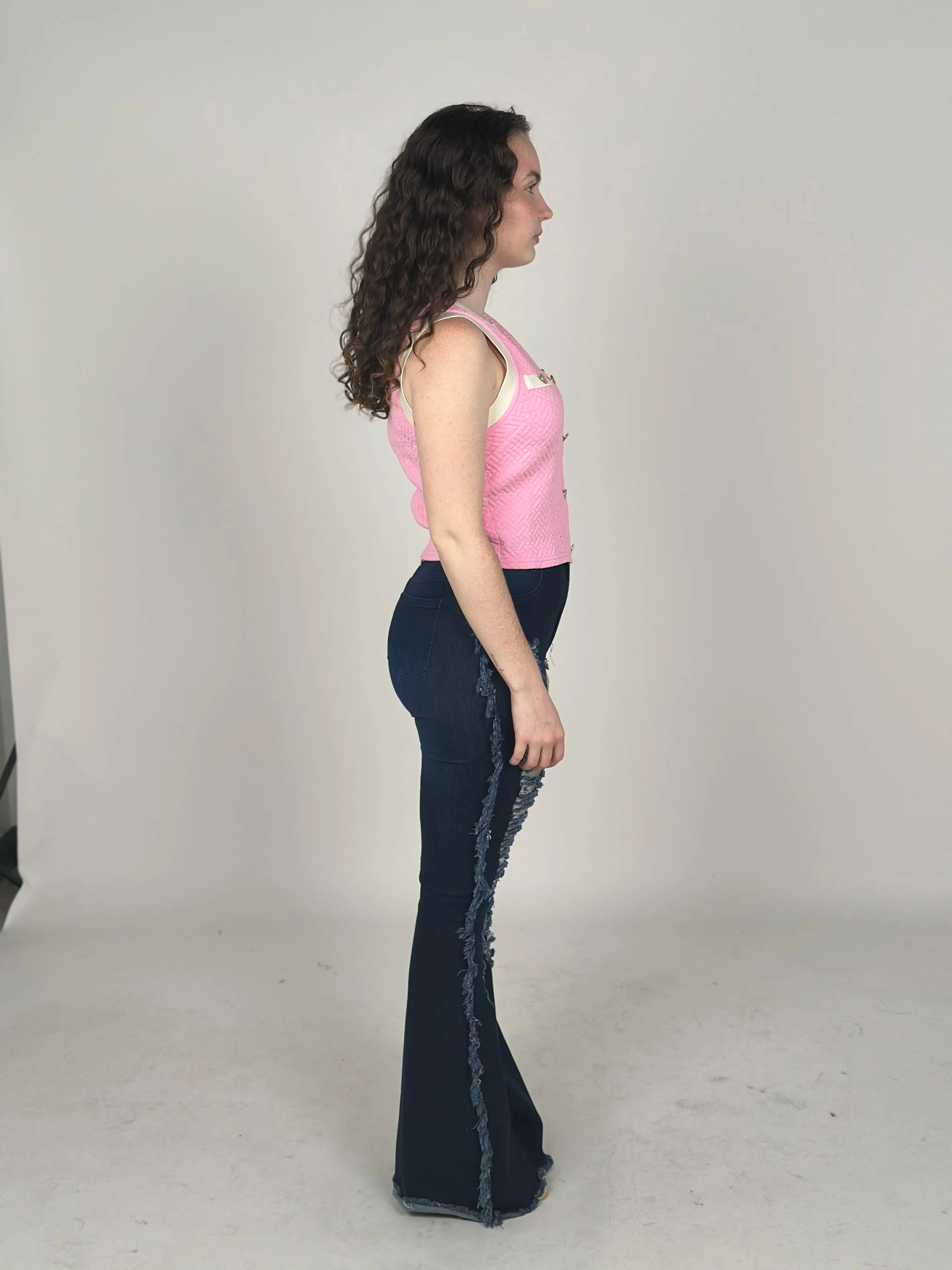 Pink Round Neck Sleeveless Top
