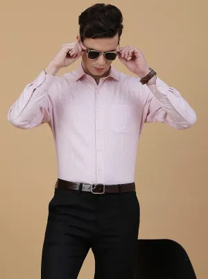 Pink Solid Slim Fit Formal Shirt | Metal