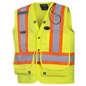 Pioneer Heavy-Duty Hi Vis Surveyor Safety Vest, 12 Pockets, Radio Strap