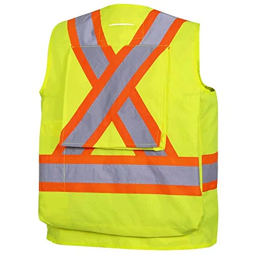 Pioneer Heavy-Duty Hi Vis Surveyor Safety Vest, 12 Pockets, Radio Strap