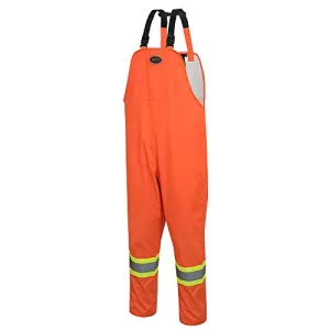 Pioneer V1082350 Loose Fit Waterproof Work Bib Pants, Tear-Resistant Fully Adjustable, Men, Hi-Vis Orange