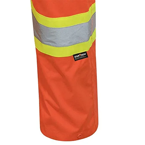 Pioneer V1082350 Loose Fit Waterproof Work Bib Pants, Tear-Resistant Fully Adjustable, Men, Hi-Vis Orange