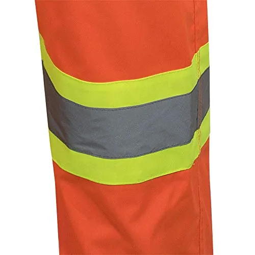 Pioneer V1082350 Loose Fit Waterproof Work Bib Pants, Tear-Resistant Fully Adjustable, Men, Hi-Vis Orange
