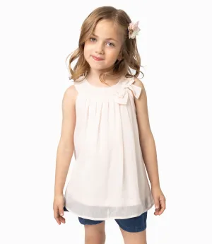 Polera Niña Con Lazo Y Perlas