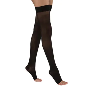 PR/1 JOBST ULTRASHEER WOMEN, THIGH HIGH W/SIL DOT BAND, 15-20MMHG, MD, CLASSIC BLACK, OPEN TOE