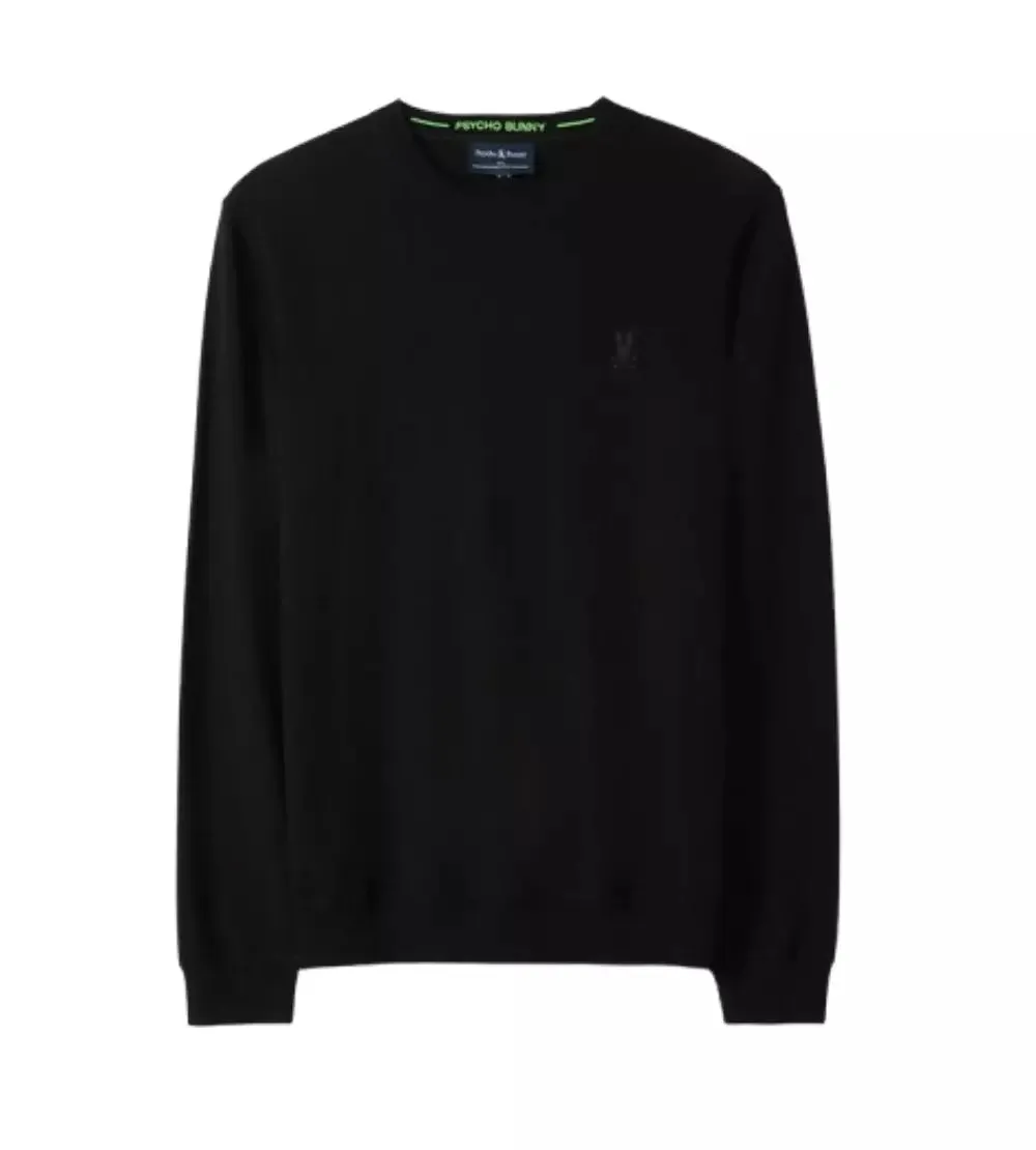 Psycho Bunny Belmore Extra Fine Cotton Sweater Black B6E832D200-001