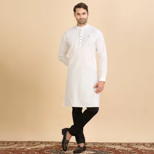 Pure Elegance  White Plain Kurta for Men