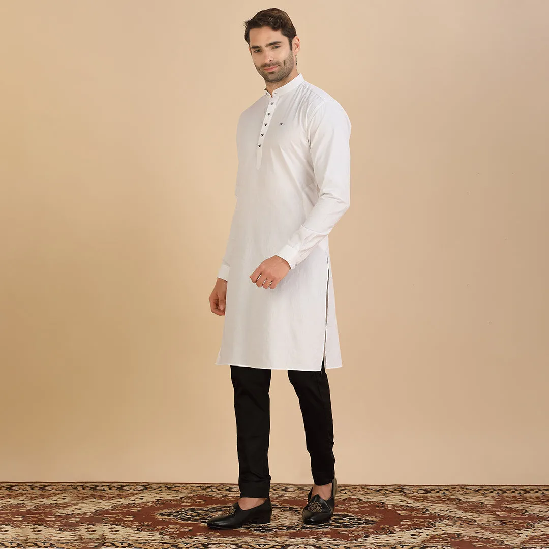 Pure Elegance  White Plain Kurta for Men