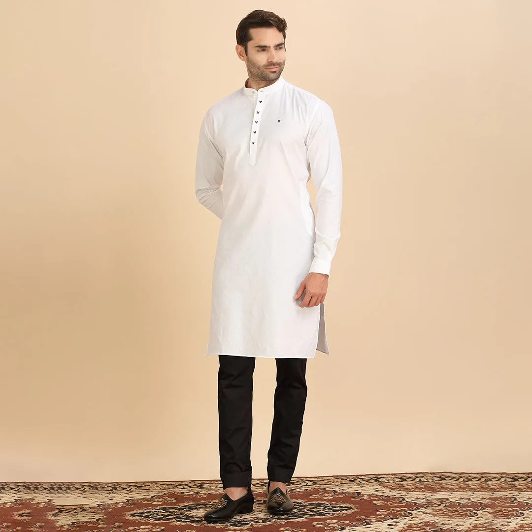 Pure Elegance  White Plain Kurta for Men