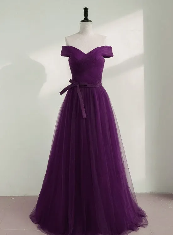 Purple A-line Sweetheart Floor Length Evening Dress Bridesmaid Dress, Purple Formal Dress
