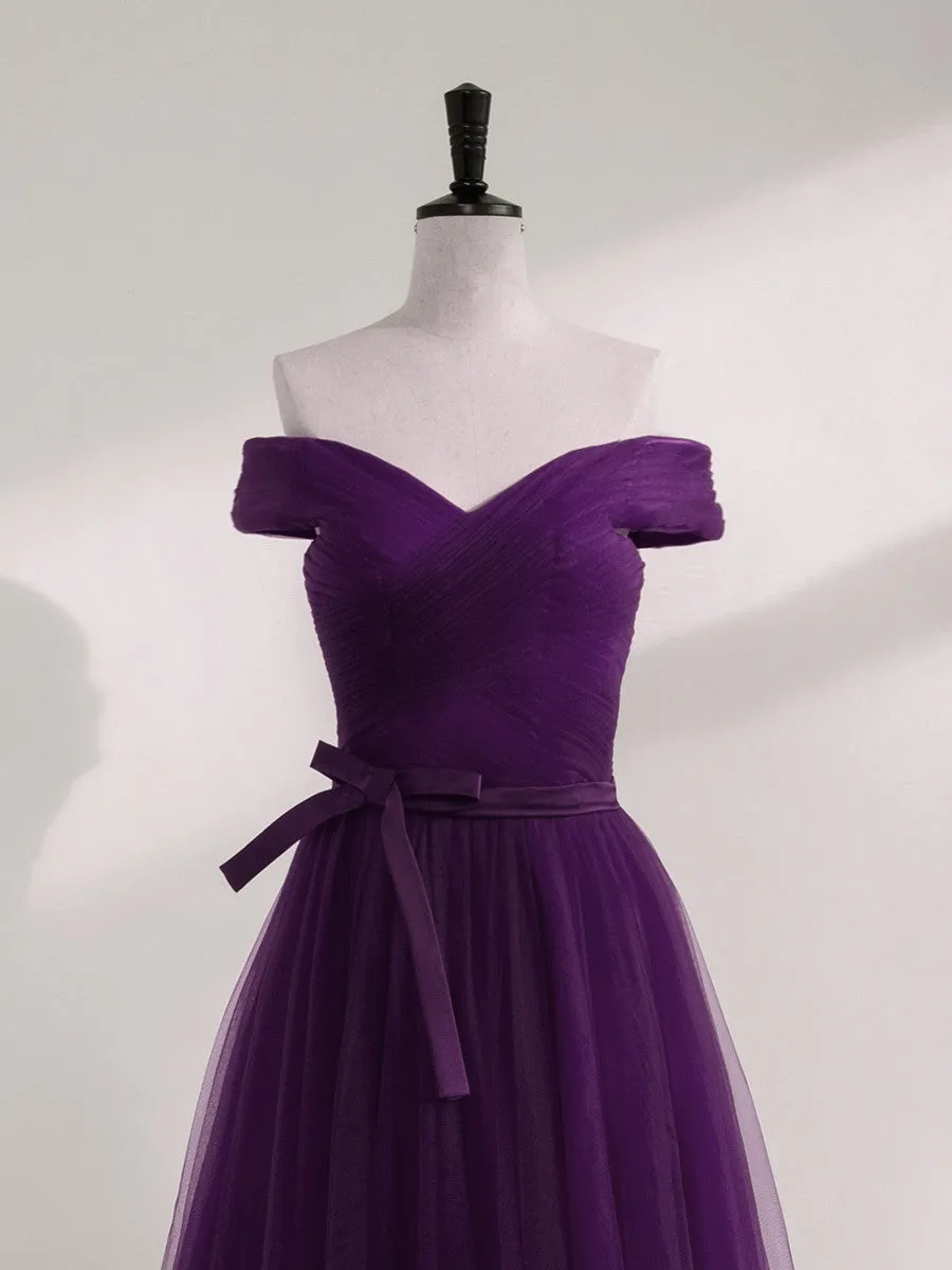 Purple A-line Sweetheart Floor Length Evening Dress Bridesmaid Dress, Purple Formal Dress
