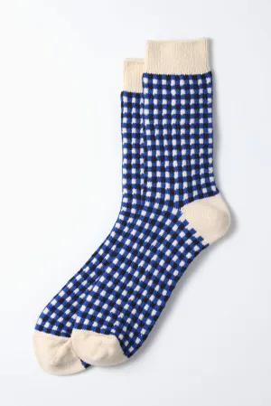 R1506 Gingham Check Sock Blue/Black