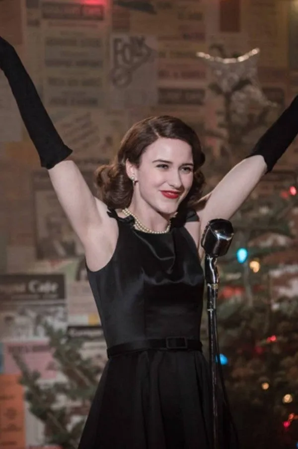 Rachel Brosnahan Black Dress in The Marvelous Mrs. Maisel Black Formal Evening Dress