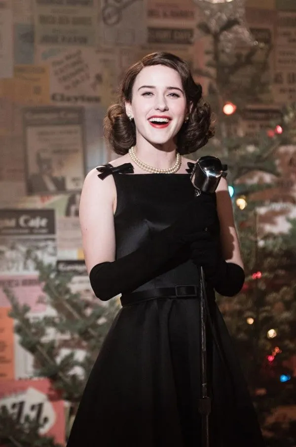 Rachel Brosnahan Black Dress in The Marvelous Mrs. Maisel Black Formal Evening Dress