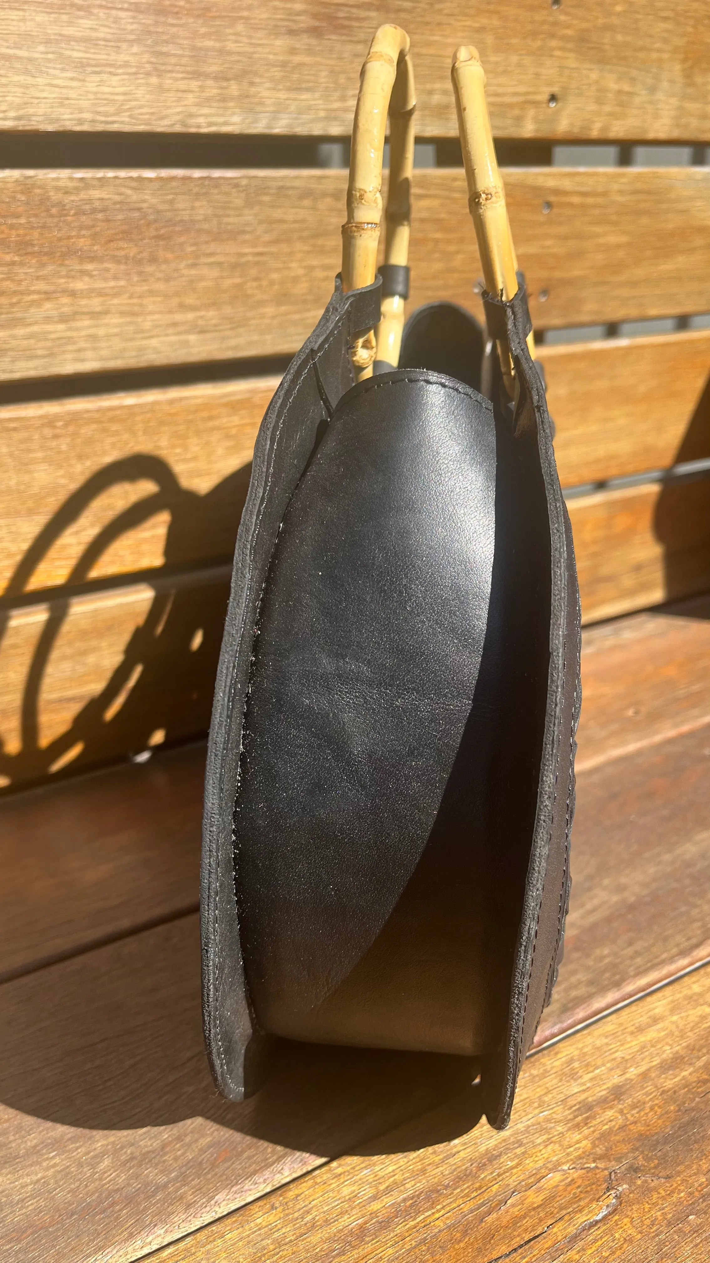 Rattan Leather Bag - Black