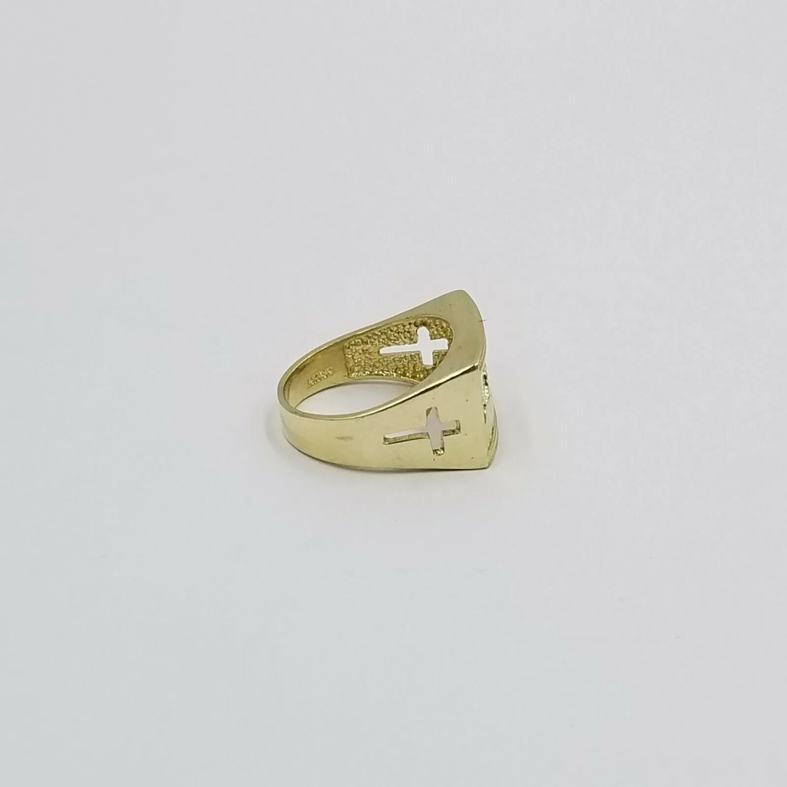 REAL 10k Yellow Gold Last Supper Ring Cross Design Men's Ring, Size 10, Sizable
