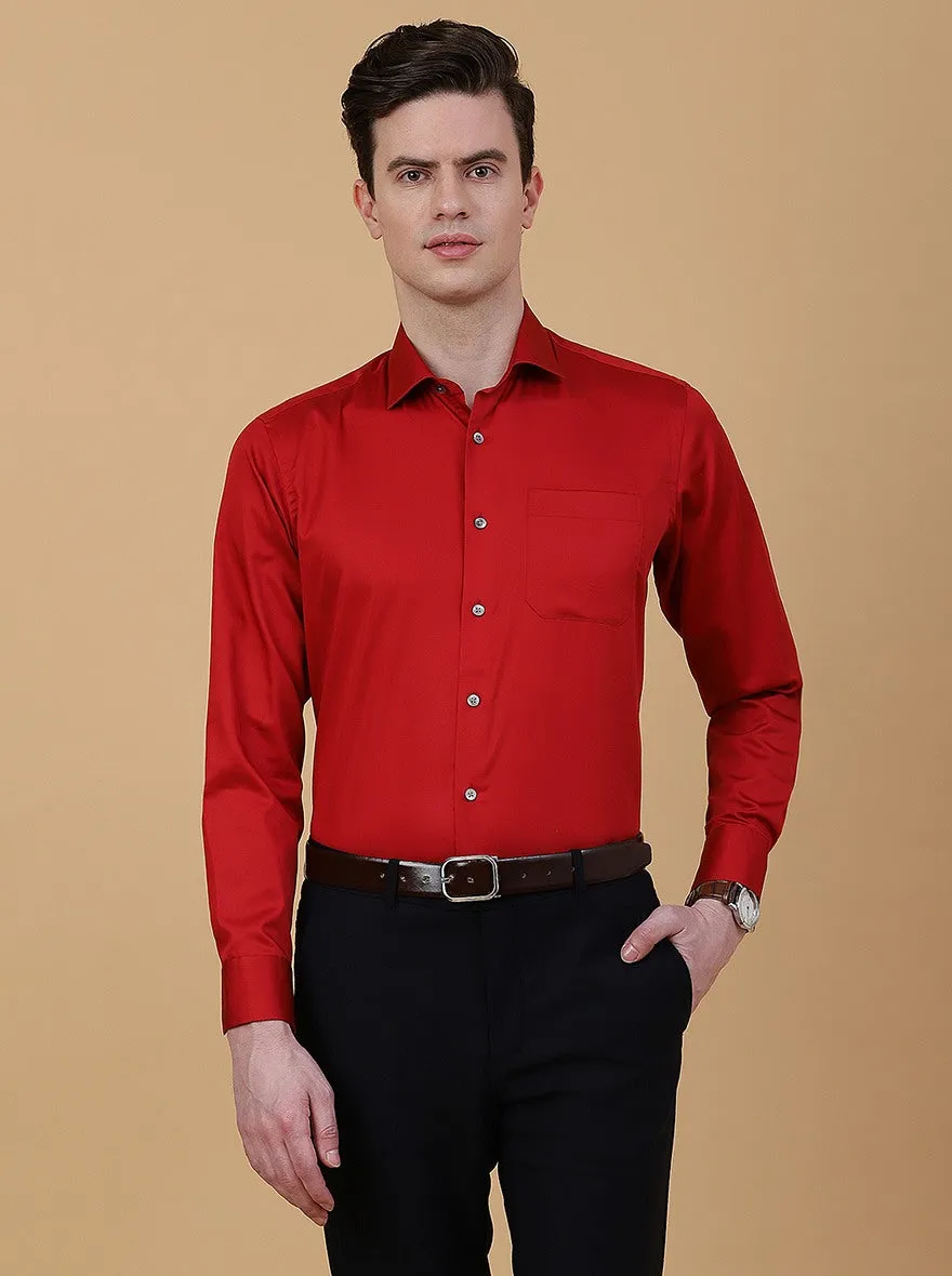 Red Solid Slim Fit Formal Shirt | Metal