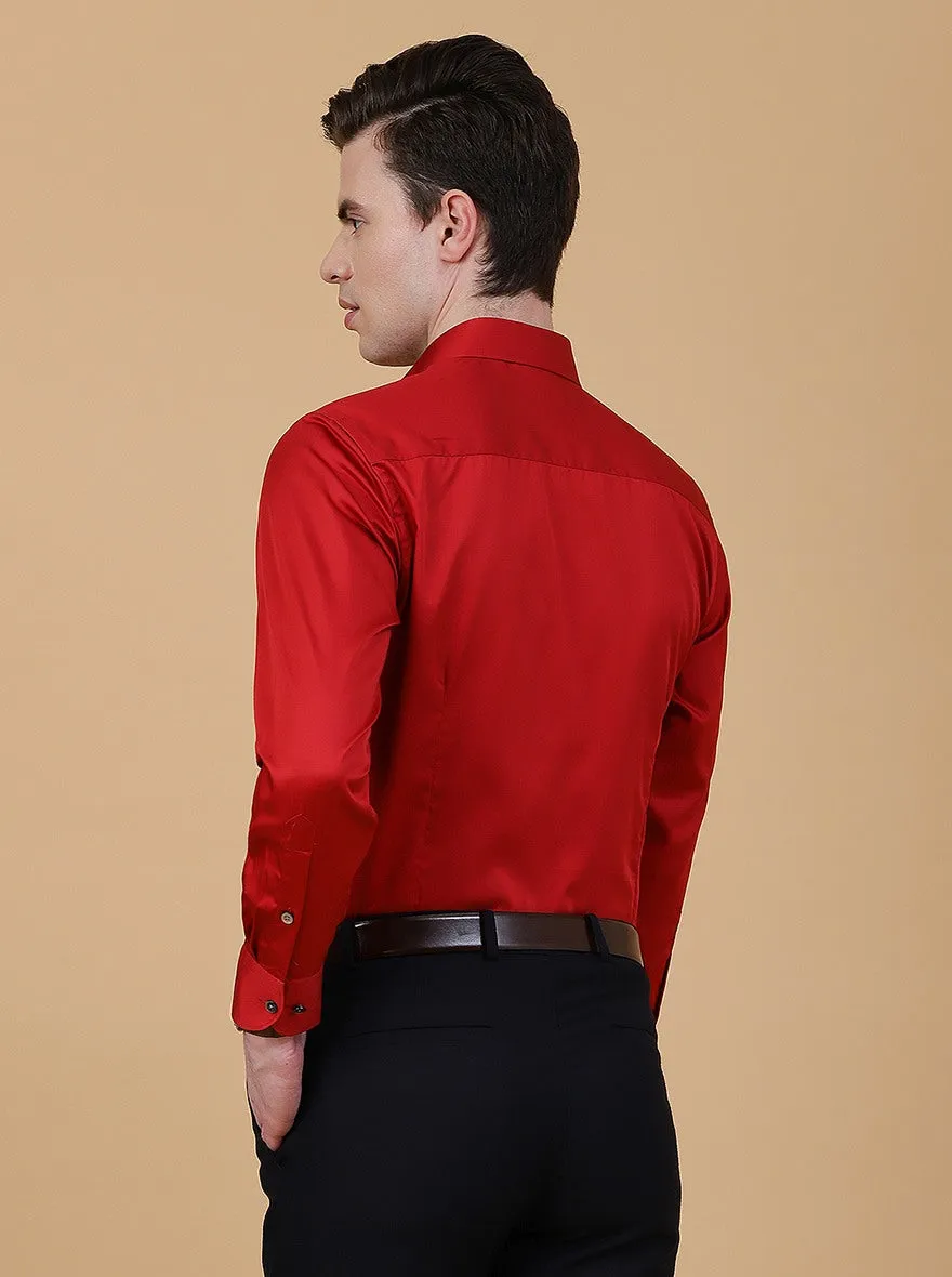 Red Solid Slim Fit Formal Shirt | Metal