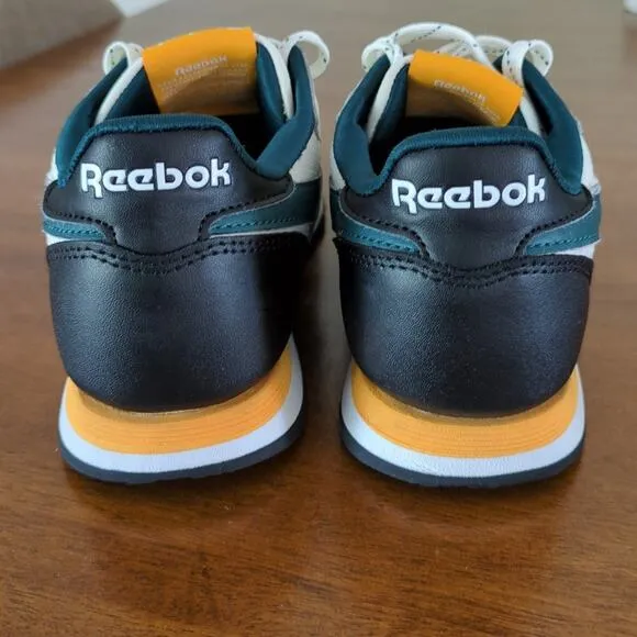 Reebok Classic green yellow black Leather Sneaker -big  Kids  3.5