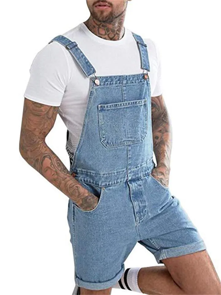Retro Casual Bib Denim Jumpsuit