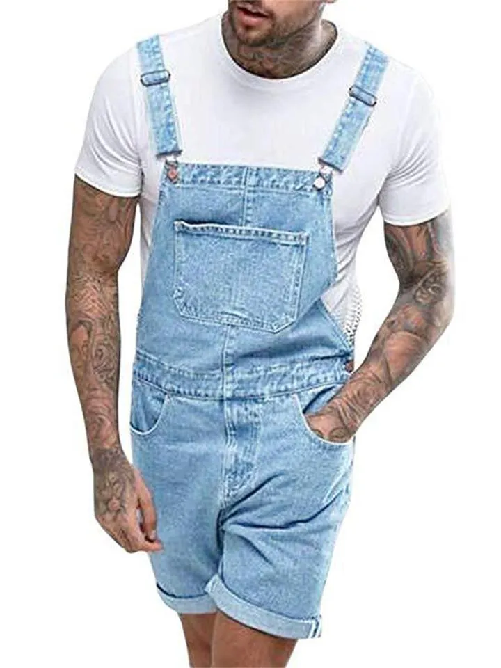 Retro Casual Bib Denim Jumpsuit