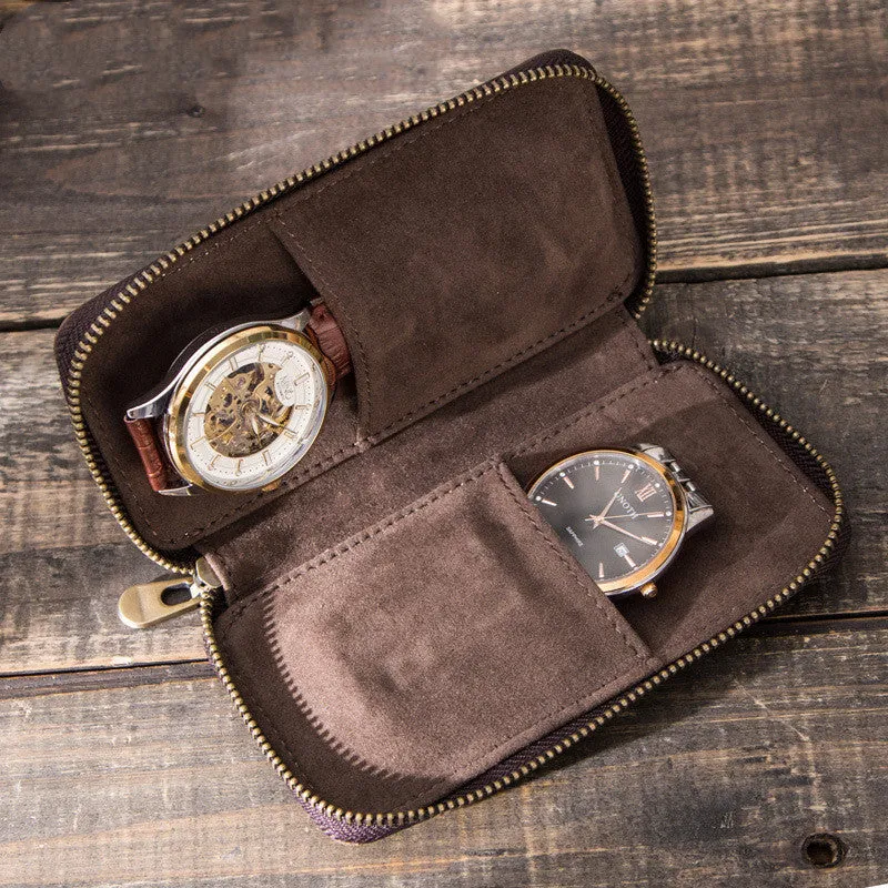 Retro Crazy Horse Leather Fashion Watch Bag
