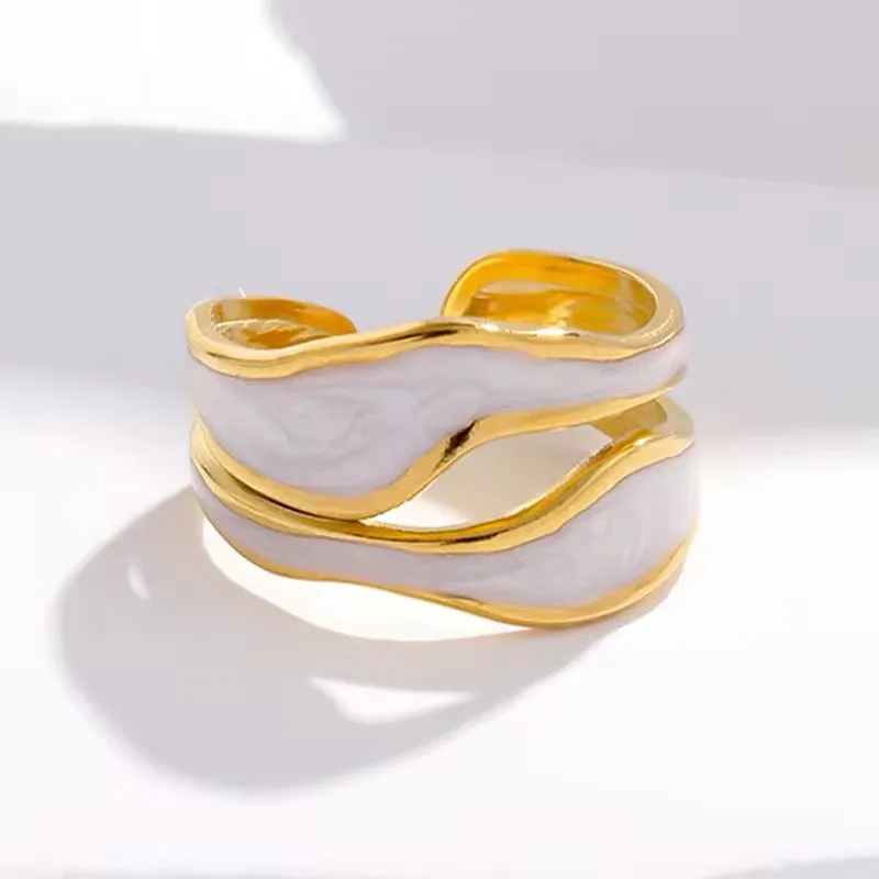 Retro Irregular Double Oil Drip Open Rings