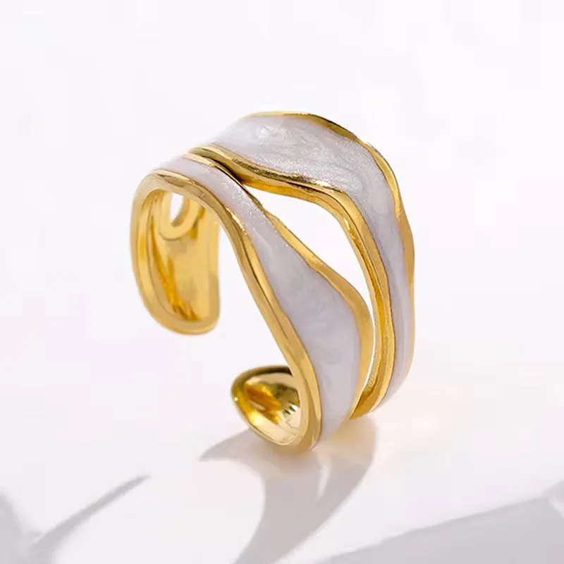 Retro Irregular Double Oil Drip Open Rings