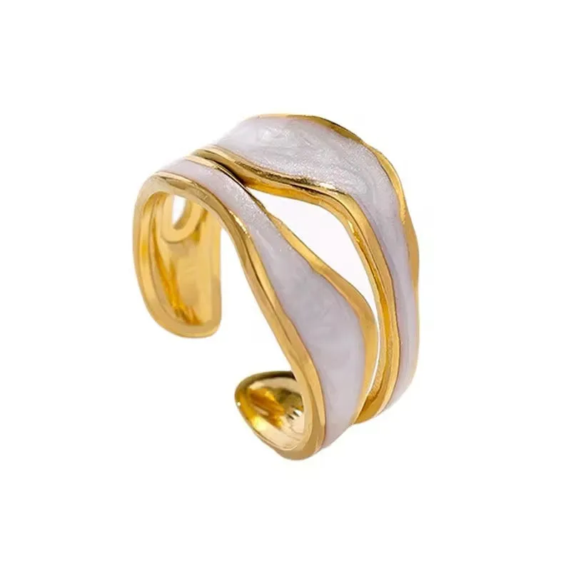 Retro Irregular Double Oil Drip Open Rings