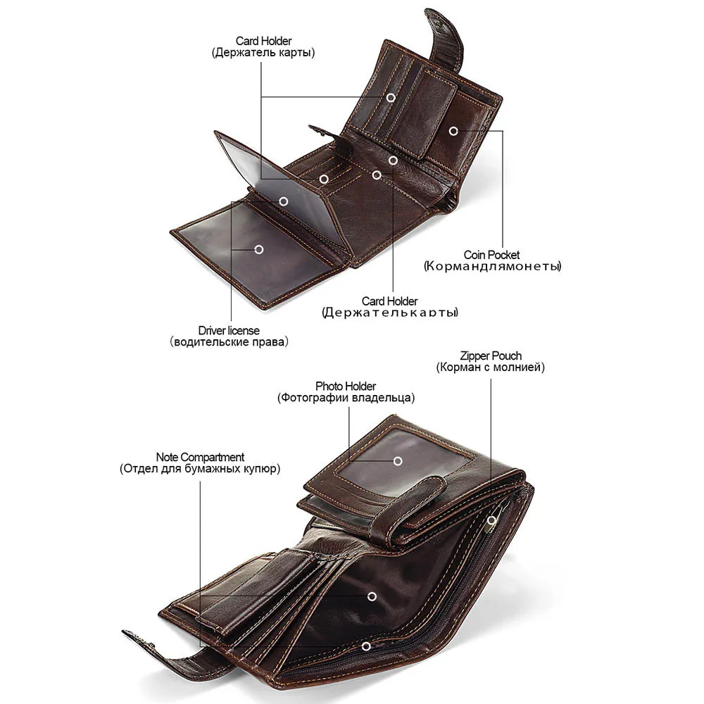 Retro Leather Money Coin Credit Card Men's Wallet