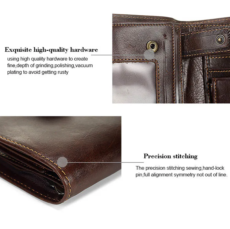 Retro Leather Money Coin Credit Card Men's Wallet