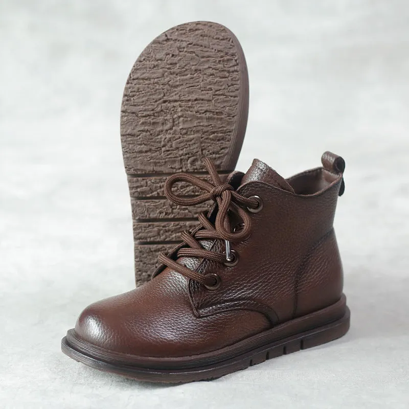 Retro Literary Leather Martin Boots Comfortable and Soft Women's Shoes